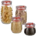 Relaxdays Vorratsgläser 4er Set Glas Transparent mit Deckel 21 cm x 12 cm 2 kg