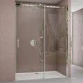 doporro Nischentür Nischenschiebetür Duschabtrennung Teramo4 130x195cm ESG-Sicherheitsglas Duschtür aus Klarglas rahmenlos inkl. NANO-Beschichtung