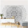 Bilderdepot24 Mustertapete Spirituell Mandala Aquarell Ornament Muster schwarz-weiß Wanddeko, Glatt, Matt, (Vliestapete inkl. Kleister oder selbstklebend), Wohnzimmer Schlafzimmer Küche Flur gemusterte Vliestapete Wandtapete schwarz 4.8 m x 3.2 m