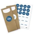 itenga 24x Bestecktasche Papier Kraftkarton Fisch blau Kommunion Konfirmation