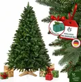 Merry Tree Premium künstlicher Weihnachtsbaum 180cm - großer Weihnachtsbaum Spritzguss Mix aus naturgetreuem PE + PVC + edlen Holzfuß - Stamm im natürlichen Look - Tannenbaum künstlich - Nordmanntanne