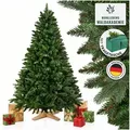 MERRY TREE Künstlicher Weihnachtsbaum Premium künstlicher Weihnachtsbaum aus naturgetreuem PVC + PE, Nordmanntanne, Spritzguss Mix mit Holzfuß 180 cm
