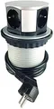 ChiliTec Versenkbare Einbausteckdose mit 4 Steckdosen 230V 150cm Kabel Mehrfachsteckdose mit Stecker Silber Schwarz