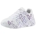 Skechers UNO LITE - SPREAD THE WORLD Sneaker, Schnürschuh mit süßem herzchen Print, Größenschablone zum Download lila|weiß 30 EU