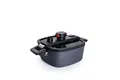 Woll Active Lite Kasserolle viereckig, Active-Lite-Deckel und Silikoneinsatz, 22x22x9cm, 3,2l, 2 Seitengriffe - Geeignet für Ceran, Gas, Elektro, Halogen - nicht induktionsgeeignet, Aluguss, anthrazit
