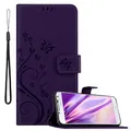 Cadorabo Hülle kompatibel mit Samsung Galaxy S4 in FLORAL DUNKEL LILA - Schutzhülle im Blumen Design mit Magnetverschluss, Standfunktion und Kartenfächern