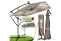 tillvex Sonnenschirm tillvex® Sonnenschirm LED Solar 235 x 235 cm Ampelschirm Gartenschirm, Kurbelschirm Marktschirm wasserdicht 360° drehbar, mit Kurbel & Windschutz Gartenschirm Aluminium, Alu Ampelschirm Ø330 cm Rechteckig mit LED Solar + Abdeckung