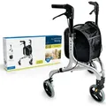Weinberger Aluminium Rollator mit 3 Rädern, stabil, klappbar, faltbar, Leichtgewicht: 4,2 KG, Wohnung + Draußen, leicht und wendig, Modell: 02217 - Silber