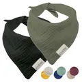 PiuPet® Hundehalstuch I 2er Set Hundehalstücher I Hundehalstuch große Hunde I Halstuch Hund I Stylisches Bandana große & kleine Hunde | Hundebekleidung & Zubehör I Schwarz/Grün | (S) 58x40x40cm