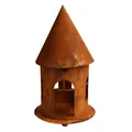 Rost Vogelhaus rund 46 cm hoch Edelrost Futterhaus rostige Gartendeko Windlicht