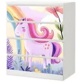Sunnywall Möbelfolie passend für IKEA Malm Kommode Schrankfolie Sticker Einhorn Märchenwelt, blasenfreie selbstklebende Folie (SCHRANK NICHT INKLUSIVE) 80 cm x 100 cm