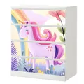 Sunnywall® Möbelfolie passend für IKEA Malm Kommode Schrankfolie Aufkleber mit Einhorn in Märchenwelt Motiv | blasenfrei verkleben | Kinderzimmer 4er 80 cm