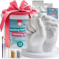 chuckle 3D Handabdruck Set für Paare, Gipsabdruck Hände, Pärchengeschenk zum Jahrestag, ungiftig & einfach mit Goldfarbe