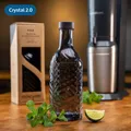 Mixcover Wassersprudler Flasche Glasflasche kompatibel mit SodaStream Crystal 2.0 mit 10% mehr Volumen Dark Grey