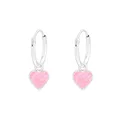 Order & Smile Schmuck Paar Ohrhänger Herz Ohrringe 925 Silber hängend: Kinder Creolen rosa mit Glitzer