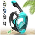 Khroom Schnorchel Schnorchelmaske Kinder / Erwachsene Tauchermaske Vollgesichtsmaske (Seaview Y, Full Face Maske zum Schnorcheln), CO2 geprüfte Vollmaske, sehr angenehm zu tragen beige L-XL (ab 1.60 Meter)