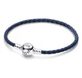 Pandora Silberarmband Leder Dunkelblau