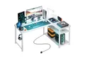 GTPLAYER Gamingtisch Eckschreibtisch Schreibtisch mit Regal USB-Ladeanschluss und Steckdose (1 Tisch), 120cm Computertisch L Form, PC Tisch für Büro, Heimbüro