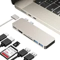 iMounts USB-c hub geschikt voor MacBook Air/Pro, HDMI, Thunderbolt, USB3.0, SD-Reader voor MacBook Air M2/M3/M4, HDMI (Starlight, sterrenlicht)
