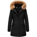 REPUBLIX Winterjacke TORI Damen Gefütterte Dicke Winter Jacke Mantel Parka mit Kapuze schwarz L