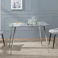 [en.casa] Glastisch Hyrynsalmi Küchentisch 75x110x70cm aus Stahl Glas Esszimmertisch Chrom
