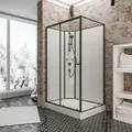 Schulte Komplettkabine - Version links, 120 x 90 x 204 cm, Sicherheitsglas (ESG) Klar hell, Mattschwarz - Schwarz