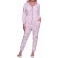 Normann Pyjama Damen Schlafanzug Einteiler Jumpsuit Overall aus Coralfleece rosa 36/38