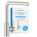 Bächlein Küchenarmatur 360 Grad schwenkbar - gebürsteter Edelstahl – Einhand-Spültischbatterie aus Edelstahl mit ausziehbarem Schlauch und Brause