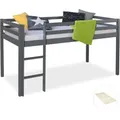 Homestyle4u Kinderbett 90x200 mit Lattenrost in Grau 2256