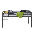 Homestyle4u Kinder Hochbett 90x200 Grau Hochbett mit Lattenrost Bettgestell Holz Massiv Kiefer Kinderzimmer