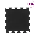 Bodenfliese aus Gummi Bodenmatte Puzzlematte Schutzmatte 16 Stk. Schwarz vidaXL
