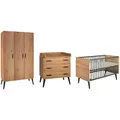 Schardt Babyzimmer Morris Oak, Anthrazit, Eiche Artisan, Holz, Holzwerkstoff, Buche, 6 Fächer, 3 Schublade(n) Schubladen, DIN EN ISO 14001, zum Juniorbett umbaubar, Aufbauanleitung im Karton, Lattenrost inklusive, Babymöbel, Babyzimmer-Sets