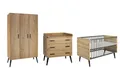 Set Kinderbett Umbauseiten Wickelkommode Schrank 3T Babyzimmer Kinderzimmer Oak