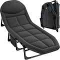 TRIZAND Klappbares Feldbett Campingliege bis 150kg - Verstellbare Rückenlehne 5 Stufen von 0° bis 90° - Tragbares Reisebett für Outdoor 200 x 6... - Grau