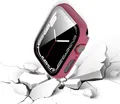 Für Apple Watch 9 8 7 41mm 2 in 1 Schock TPU Silikon Hülle + Hart Glas