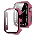 Für Apple Watch 9 8 7 41mm 2 in 1 TPU Silikon Hülle Cover + Hart Glas Violett