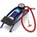 Cartrend Luftpumpe 10927, Fußpumpe, mit Manometer und 3 Ventiladaptern, bis 7 bar / 100 psi