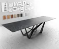 DELIFE Esstisch Edge 300x100cm Keramik Laminam®Nero Greco Anthrazit Spider Flachstahl Schwarz