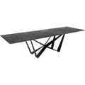 DELIFE Esstisch Edge, Keramik Laminam® Nero Greco Anthrazit 300x100cm Spider Flachstahl Schw grau Gerade Kante Rechteck | 300 cm x 76 cm x 100 cm