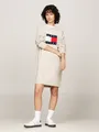 Tommy Jeans Curve Strickkleid TJW MLNGE FLAG SWEATER DRESS EXT in Großen Größen, mit Wollanteil & Elasthan, Logo-Flag, Ancient White Melange