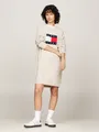 Strickkleid "TJW MLNGE FLAG SWEATER DRESS EXT", in Großen Größen, mit Wollanteil & Elasthan, Logo-Flag, Gr. XXXL (46) - N-Gr, Ancient White Melange N-Gr