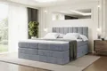 ALTDECOR Boxspringbett mit Matratze und Lattenrost, Topper, Polsterbett mit Bettkasten, Bett mit Stauraum H3- und H4- Matratze, Doppelbett, Springboxbett - OTTA King - 160x200 - Grau Samt