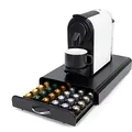 SYSYLY Kapselhalter, Kapsel Schublade zur Aufbewahrung für Nespresso Kapseln, Organiser für 60 Stück, Metall, Schwarz.