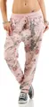 130 Damen Jogginghose Hose Sweatpants Baumwolle Freizeithose Boyfriend Baggy Haremshose Einheitsgröße (36-40) Blumen Muster Print, Rosa