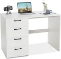 Schreibtisch 4 Schubladen Computertisch Bürotisch PC-Tisch weiß 110x60x76cm