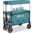 Sekey Bollerwagen mit Dach, Handwagen bis 150 kg belastbar, Transportkarre, Gerätewagen, Blaugrün