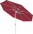 paramondo interpara Sonnenschirme Rund, 3,5m, bordeaux / Gestell, weiß knickbar, Kurbelbedienung, Alu-Mast & Air Vent | Balkonschirm & Gartenschirm | Kurbelschirm