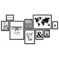 PHOTOLINI schwarze Bilderrahmen Set verschiedene Größen, 9 Bilderrahmen schwarz Holz MDF, Bilder Rahmen mit Acrylglas, Bilderrahmenset zum Aufhängen, Fotorahmen Set mit Zubehör für Fotos & Poster