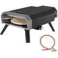 Royal Gourmet Pizzaofen Kompakt Gas-Pizzagrill inkl. Pizzastein, 4 kW Gasofen mit Gasschlauch & Regler Backofen mit Klappbeinen für Outdoor Camping - Schwarz