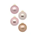 Weihnachtskugeln Glas 8cm x 12 Stück in Kartonbox Christbaumkugeln Set Pearly Rose